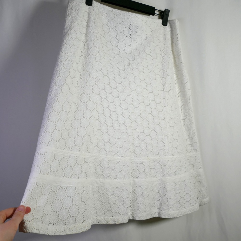 Willi Smith Women Cottagecore Fairy Eyelet Midi Skirt Size 12 Tiered Dainty Boho